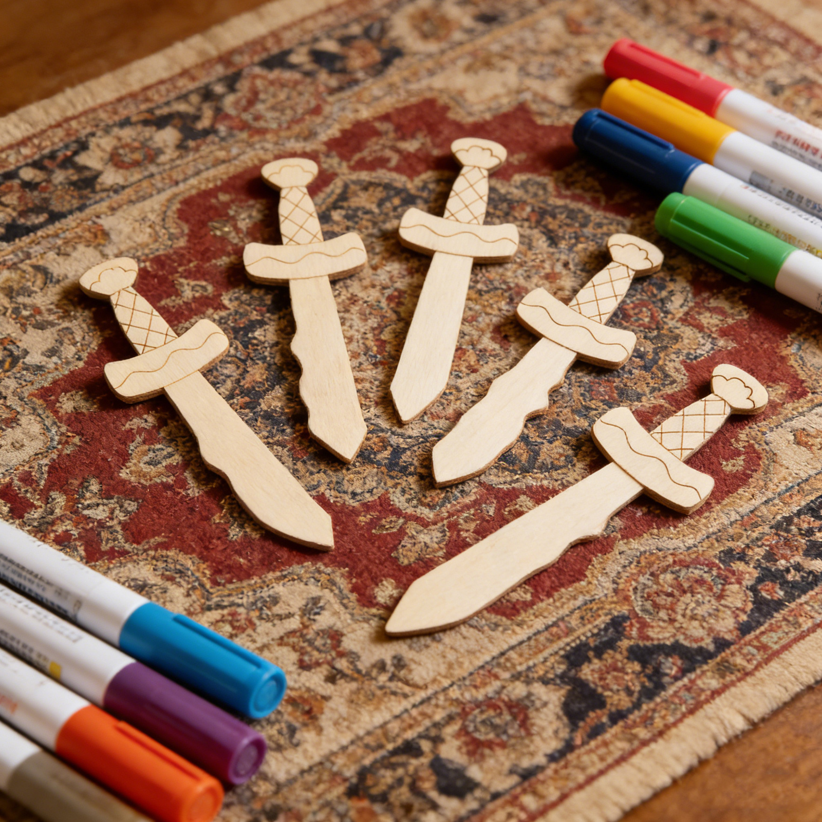 Woodworking Crafts - 20Pcs Unfinished Wooden Swords for Natural
