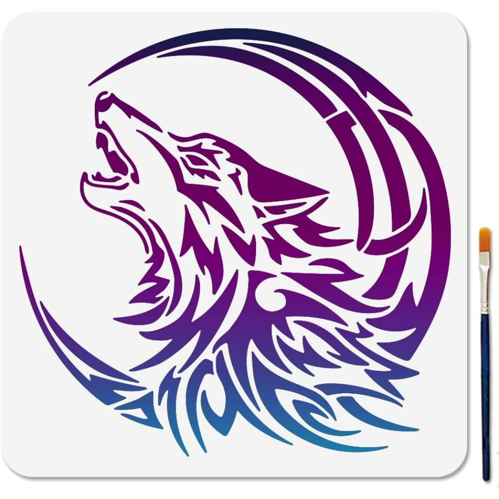 Wolf Moon Stencil 11.8x11.8inc - Woodworking Crafts review and price